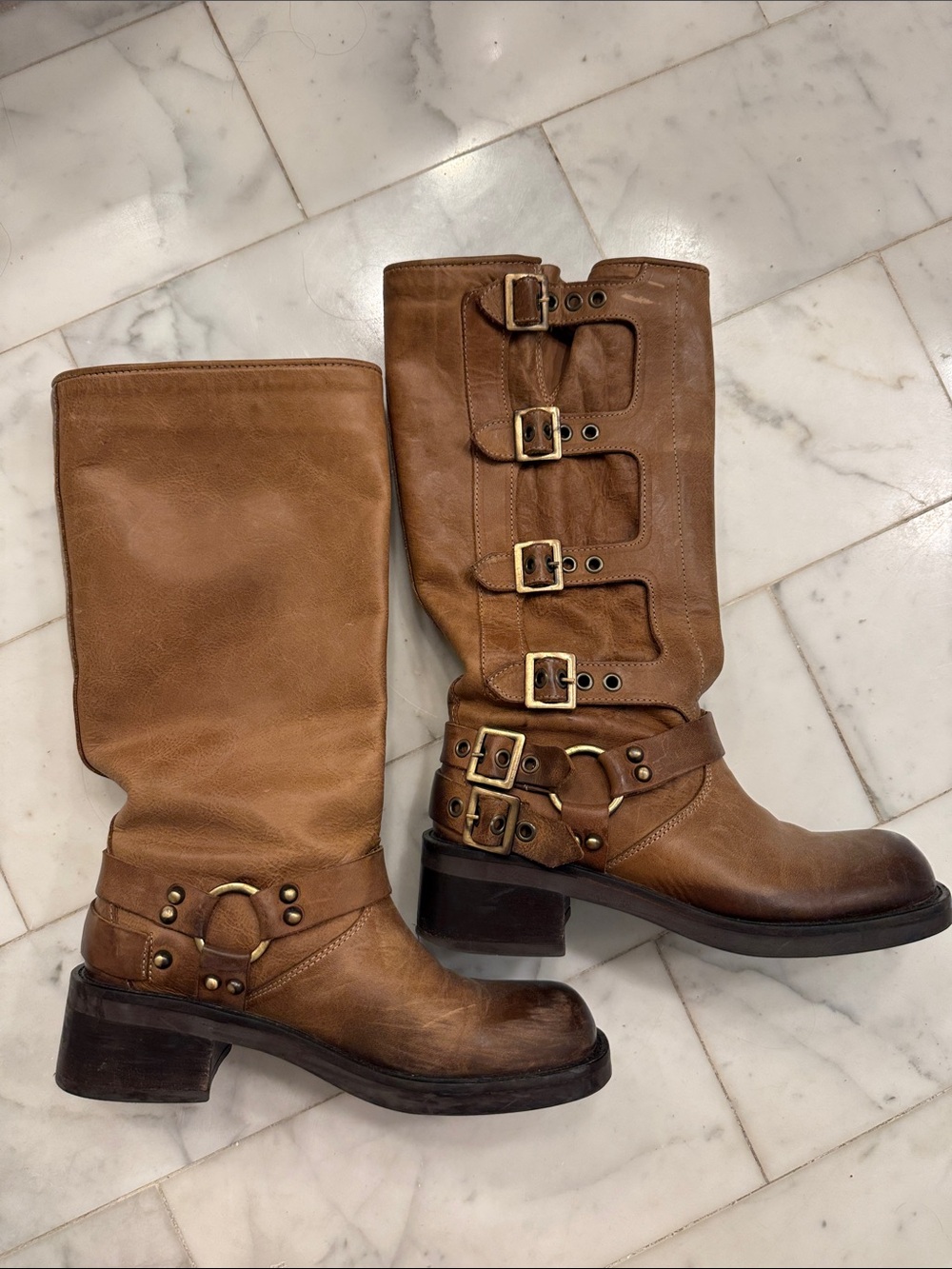 Dr Martens Women's Tan Buckled Leather Boots